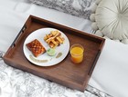 Fibogollo Bamboo Set Of 2 Serving Trays With Metal Handles Ottoman Decorative Tr