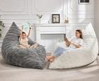 3 In 1 Bean Bag Chair Giant Bean Bag Chairs For Adults With Large Cloud Grey