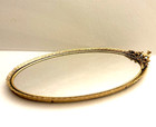 Vint Matson 17  Ormolu Gold Oval Filigree Vanity Mirror Tray Floral Handle Vguc