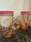 Pink Flamingo  Mason Jar Drinking Glass With Lid Pool Party Glasses Set 2 16 Oz
