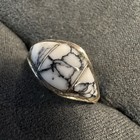 Navajo Sterling 925 White Buffalo Turquoise Inlay Statement Ring Size 7 Marked J