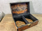 Old Witch Sparklers Wood Box Empty Halloween Trinket Box Bat
