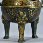 A Fine Collection Of Chinese Han Dynasty Bronze Ding With Gold Inlay Inscription