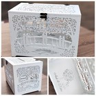 Personalised Handmade Wedding Card Box   Newlyweds Couple On The Bridge