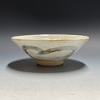 Chikusen Ichikawa Shino Ware B242 Japanese Pottery Chawan Flat Tea Bowl Vintage