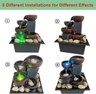 Indoor Tabletop Water Fountain Zen Desktop Rock Waterfall Decor With Led Light