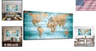 Large Framed World Map Artwork - Living Room Wall Decor 