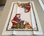 Vintage Wegner Signed Christmas Towel Santa And Golden Retriever Unused Linen