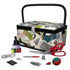  07281 Vintage Sewing Basket With Sewing Kit Accessories 