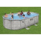 16 Ft X 10ft Power Steel Oval Above Ground Pool Metal Frame Set Easy Setup With