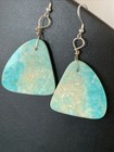 Southwestern Navajo Slab Turquoise Sterling Silver Dangle Earrings 01320