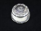 Antique Crystal Powder Jar With Sterling Silver Lid 5  Diameter  3 5  Tall