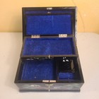 Vtg Japanese Black Lacquer  Hand Painted  Jewelry Box