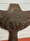 Antique Ornate Cast Iron Wood Stove Leg Foot Replacement Part W Logo Vtg Hardwar