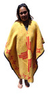 Mexican Poncho   New Mexico    One Size   Gaban   Red    Yellow  Zia