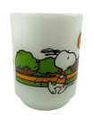 Vintage Snoopy Keeping Fit Is Hard Work Anchor Hocking Milk Glass Coffee Mug