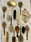 Vintage Vanity Grooming Set Lot - Hair Brushes  Comb  Mirror   Accessories