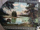 Vtg Cotton Wall Hanging Rug Mountains River Stream Turkey 39x53 Landscape