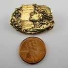 Vintage Lady Looking Up Art Nouveau Brass Pin Antique Brooch French Casting