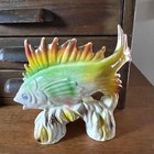 Vintage 8  Luster Ware Tropical Fish Statue Mid Century Aquarium Display Ceramic