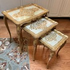 3 Vtg Wood Florentine Nesting Tables Gold Italian Carved Side End Accent
