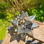 Vintage Moravian Star Hanging Glass Candle Lantern Smoky Glass Moroccan Boho 