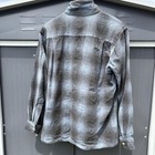 Vintage 1950s Shadow Plaid Wool Loop Collar Shirt Mens M Rockabilly Plaid