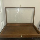 Antique vintage Wooden Counter Display Case With Glass Top