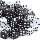 100 Packs 16mm Standard Size Gaming Dices Sets  White   Black Two Tone  Vinta   