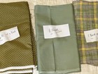 3pc Quilt Cotton Fabric Greens Plaid Dots 3 yds Total Assort Sizes Nice 1yard Ea