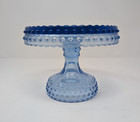 Vintage L e  Smith Blueberry Hobnail Glass Pedestal Cake Stand 6 5 