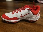 Size 10 Nike Men Alpha Huarache Elite 4 Low Baseball Cleats White red Fd2745-109