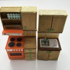 Lundby Kitchen Doohouse Range stove Sink Cabinets 1 16 Vtg Table   1 Chair