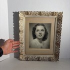 Vintage 1948 Black White Photograph Woman Portrait Floral Copper Framed