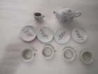 Vintage Child Miniature Tea Set Toy Porcelain Floral Pink 11 Pcs 