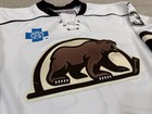 Hershey Bears Game Worn Used Ahl Half Bear Alternate Mic Ccm Jersey 58 Leach