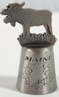Vintage Pewter Maine moose Etched Double Sided Thimble