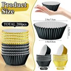 200 Black   Gold Cupcake Liners Mini Muffin Wrappers Party Baking Cups