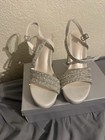 Galina Signature Ivory Satin Strappy Rhinestone Heeled Sandals  Med Heel