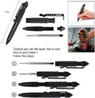 1pc Tactical Writing Pen Emergency Glass Breaker Aluminum Non Slip Black 15 5cm