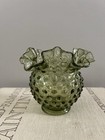 Fenton Vintage Colonial Green Glass Hobnail Tea Light Votive Candle Holder Vase
