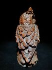 Vintage Wooden Owl Statue Sculpture Figurine Home Decor Boxwood Carved Bird Art
