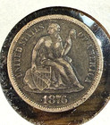  lcw  Love Token On Nice Xf 1876 Seated Liberty Dime Chrc