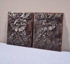 Pair Of Antique French Solid Oak Highly Carved Panels With Angel Faces 1800 s