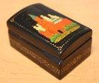 Vintage 1996 Miniature Hand Painted Russian Wood Trinket  moskva   moscow 