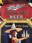  vtg  Miller High Life Beer Girl On The Moon Poster Game Room Man Cave Bar Pub