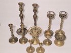 11pc Brass Candlesticks Various Sizes 3  To 11 25  Vintage Candle Holder Lot