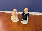 Adorable Lot Of 2 Antique Bisque German Dollhouse Miniature Girl Dolls Vgc