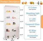Led 5-shelf Glass Display Cabinet  76 h Glass Wine Cabinet With Wheels Bookshelf