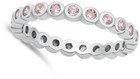 Pink Cz Classic Eternity Forever Ring New  925 Sterling Silver Band Sizes 5-10
